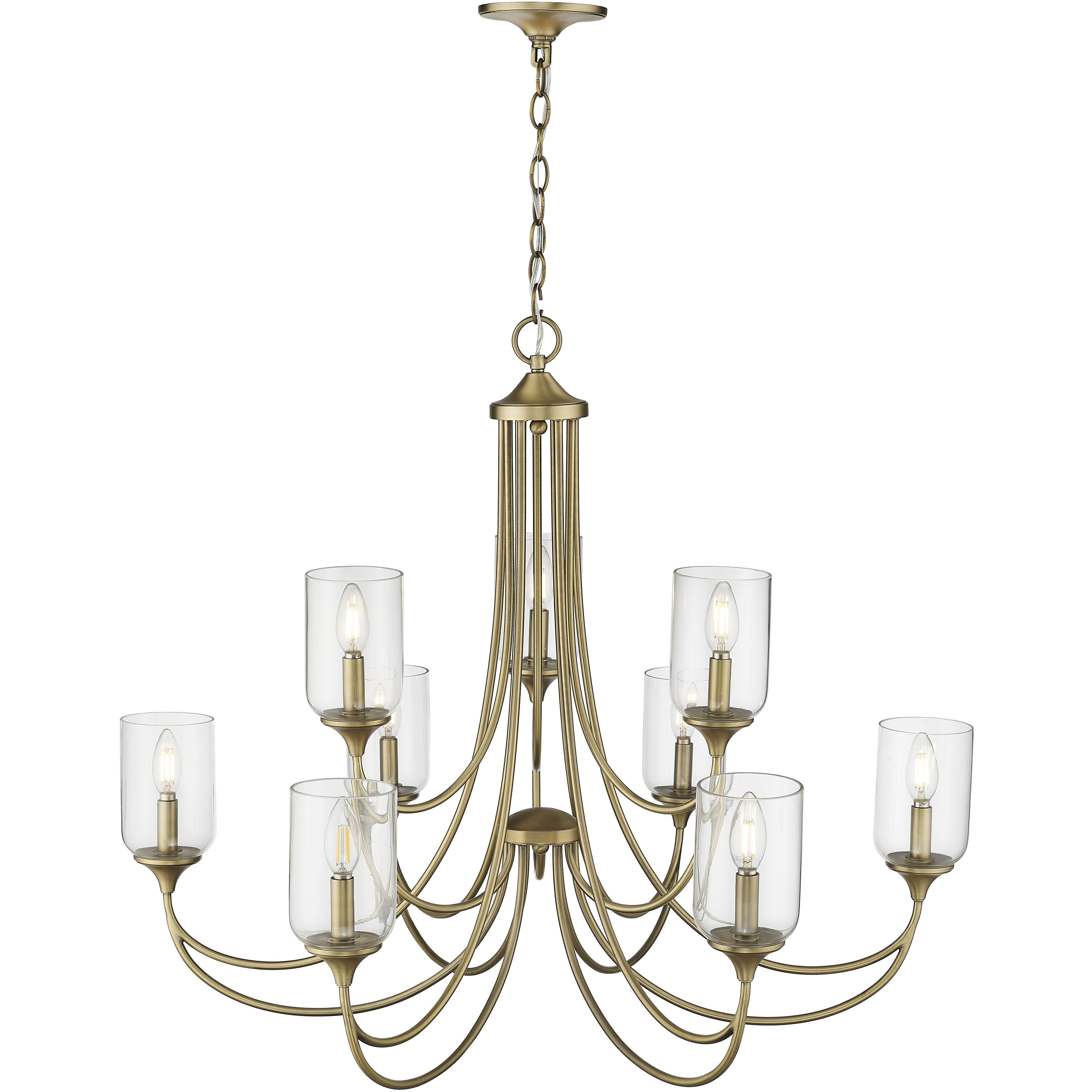 Waddingham 9 Light 35.5 inch Vintage Brass Chandelier Ceiling Light
